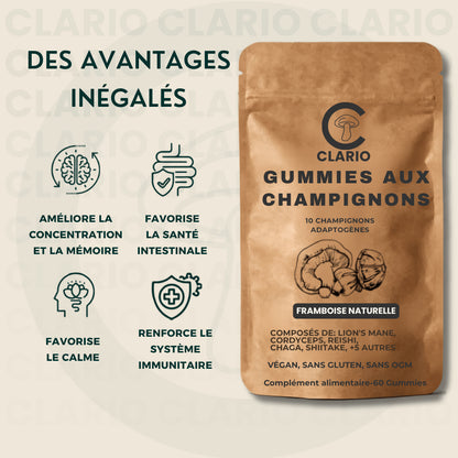 CLARIO° Gummies aux champignons —  Clarté mentale & énergie