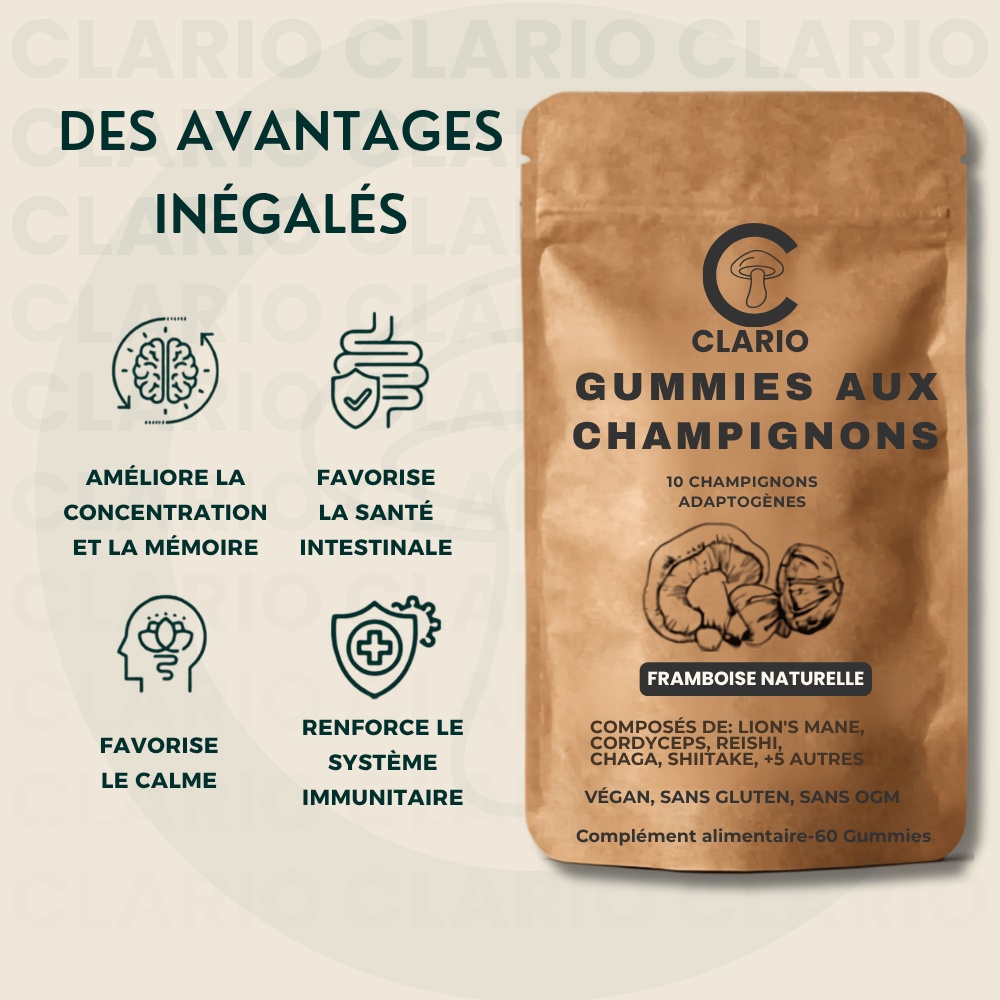 CLARIO° Gummies aux champignons —  Clarté mentale & énergie