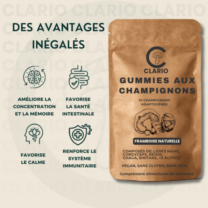 CLARIO° Gummies aux champignons —  Clarté mentale & énergie
