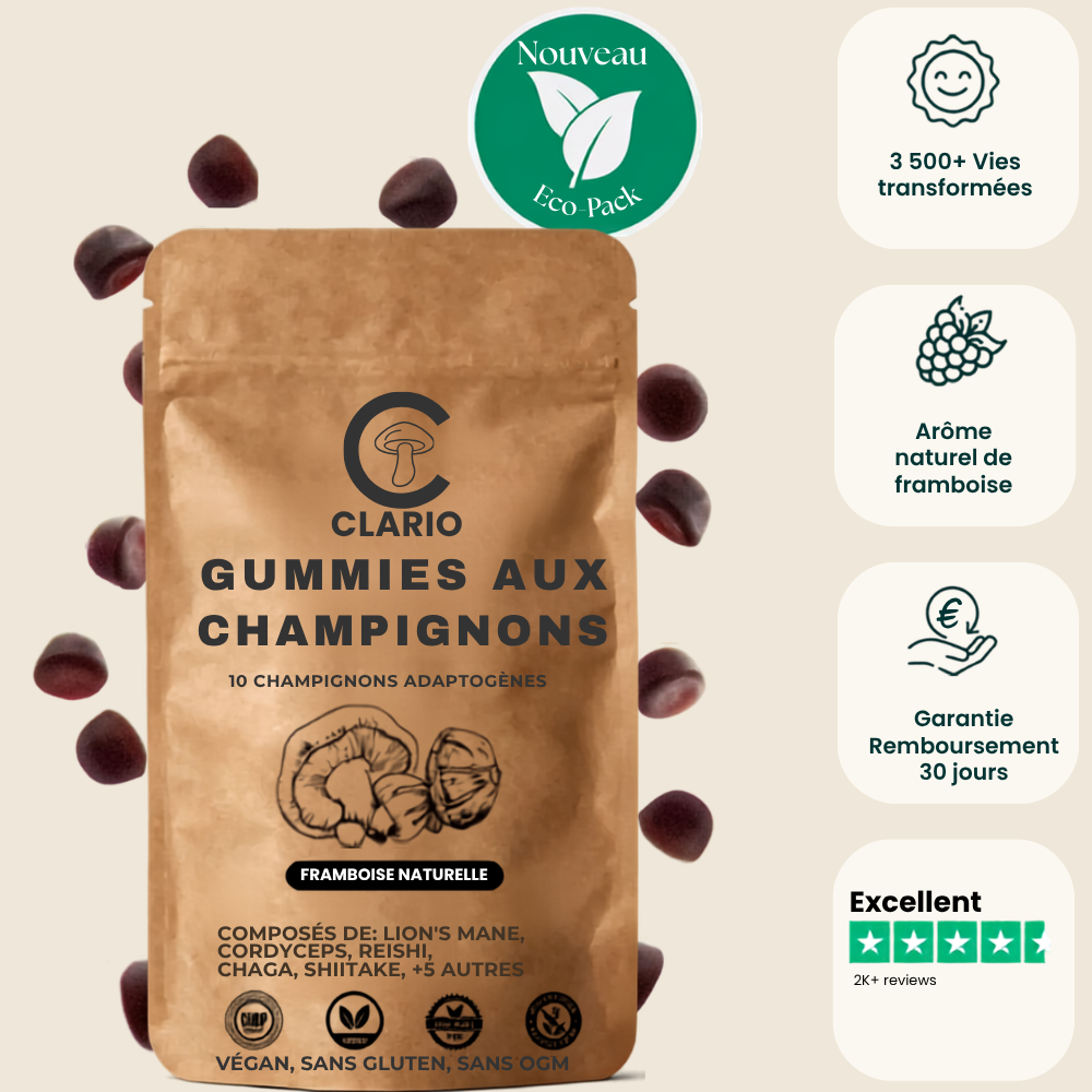 CLARIO° Gummies aux champignons —  Clarté mentale & énergie